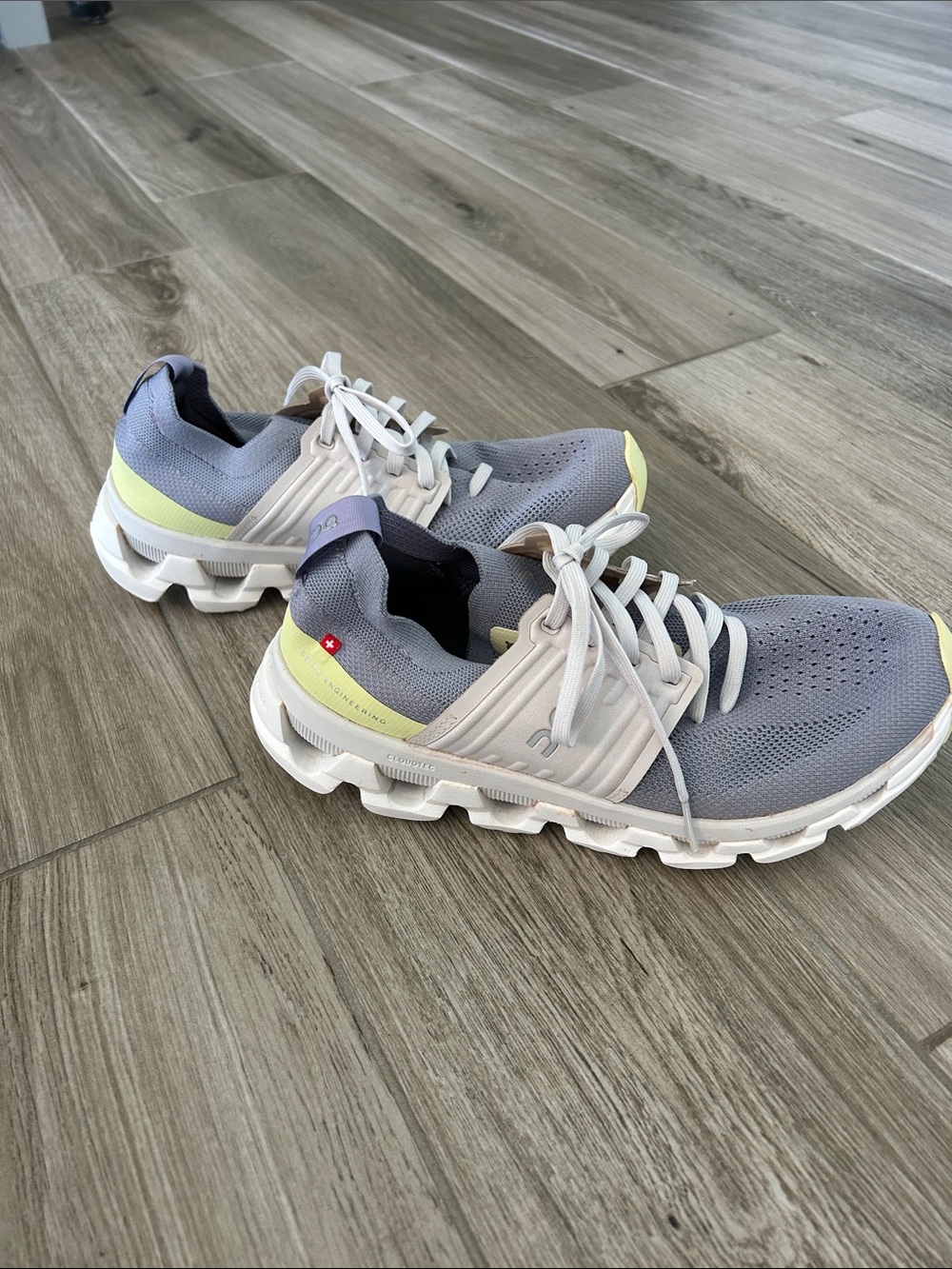 On Running Cloudswift Women's Athletic Sneakers in Gray and Yellow